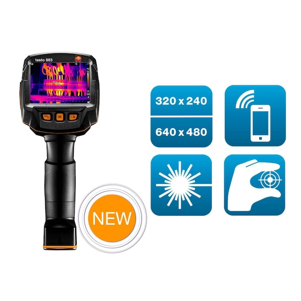 Testo 883 Thermal Imager 27Hz, With Laser, Wwcr, Incl. Standard Lens 30Deg X 23Deg 0560 8830 - main